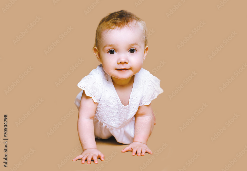 Cute baby crawls