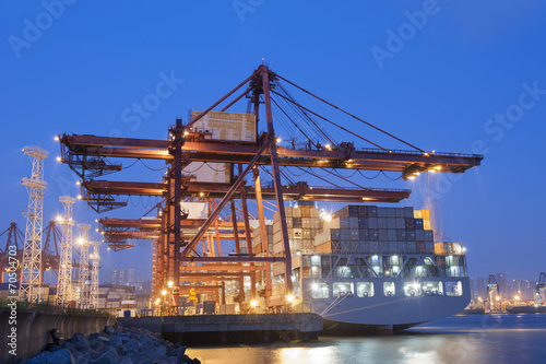 Container Port at dusk