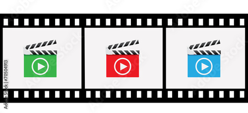 35 mm filmstrip and clapper board