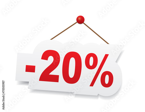 Red twenty percent off. Discount 20%.