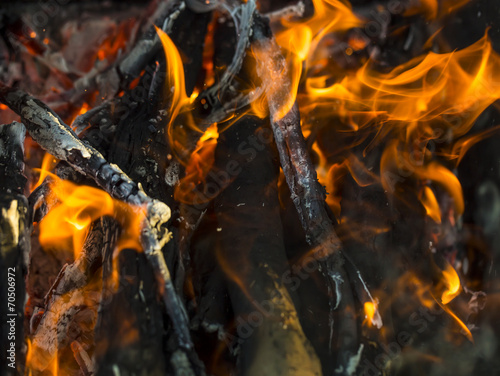 Close up of blazing fire.