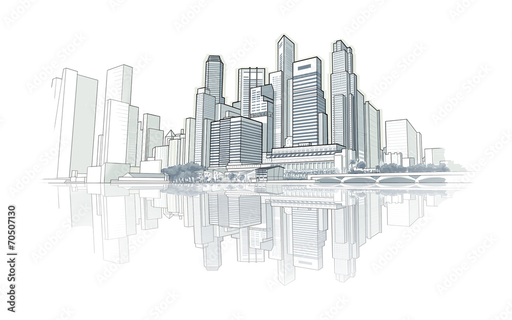 Skyline perspective drawing