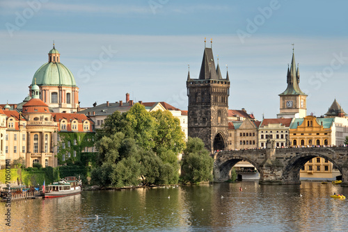 Vltava river and Charles bridge, Prague, Czech republic © Delphotostock