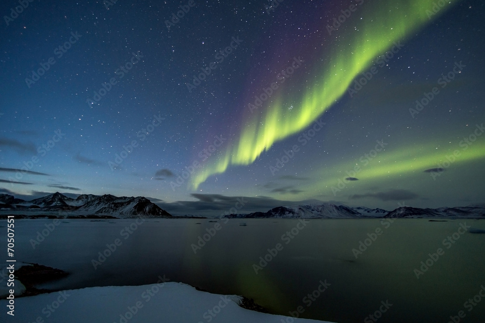 Aurora Borealis landscape - Arctic, Svalbard
