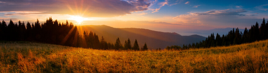 Panoramic view of the sunrise in the Tatra mountains