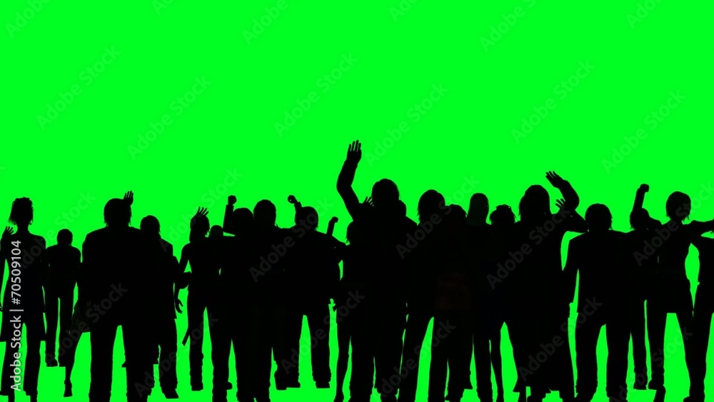 crowd of people cheerful cheering  on green screen