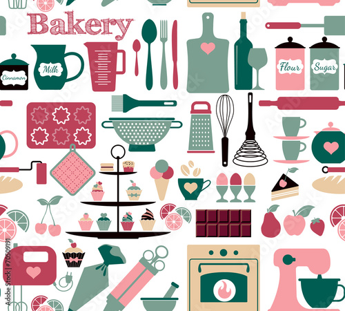 Seamless pattern of bakery and sweets