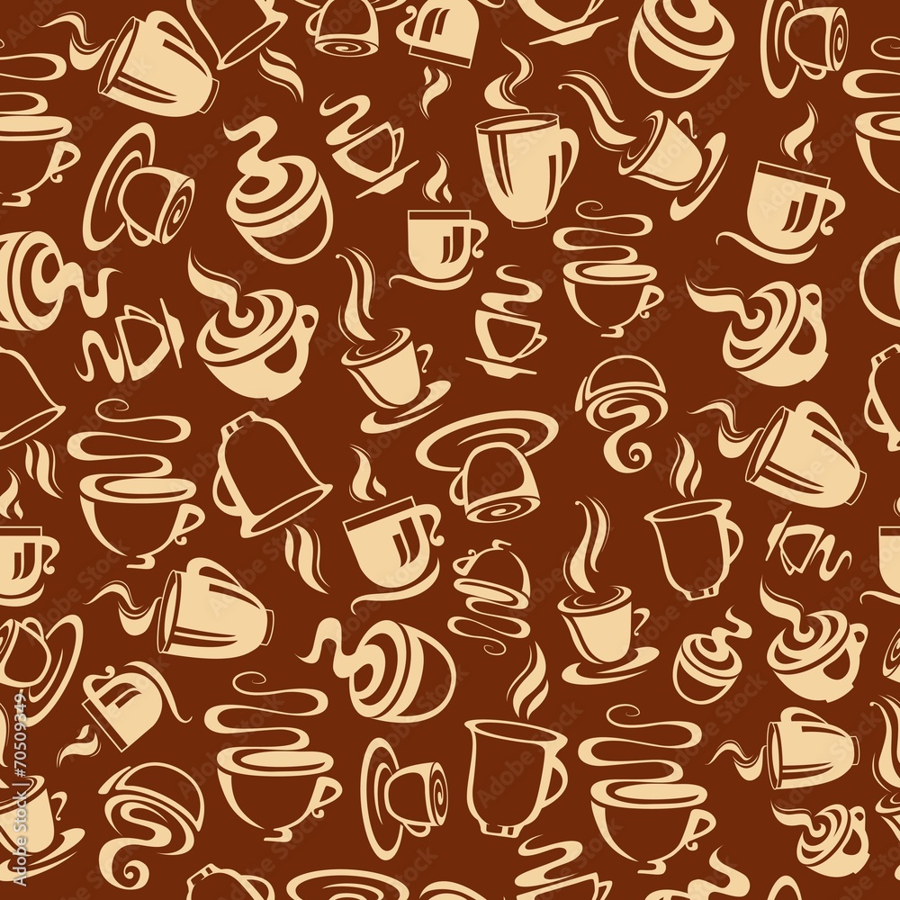 Seamless pattern with coffee cups