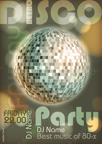 Retro disco poster. Disco background