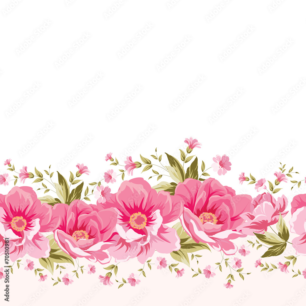 Ornate pink flower decoration with text label.