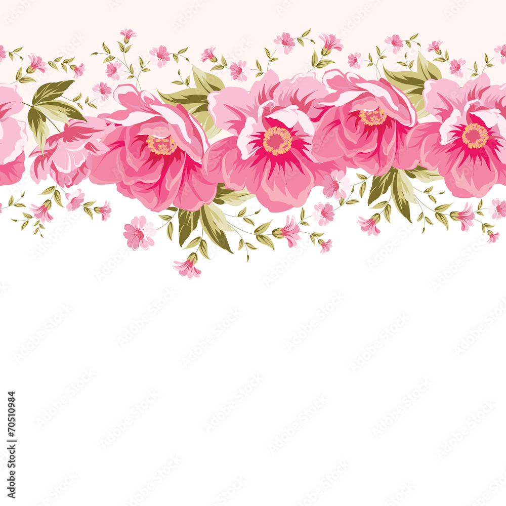 Border of flowers for seamless texture. Textile design
