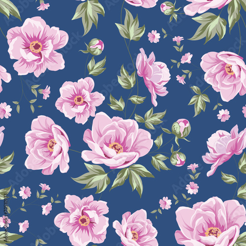 Elegant seamless peony pattern.