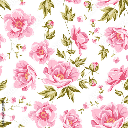 Elegant seamless peony pattern.