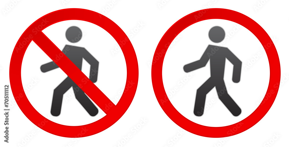 person walk warning stop sign person walk warning stop sign