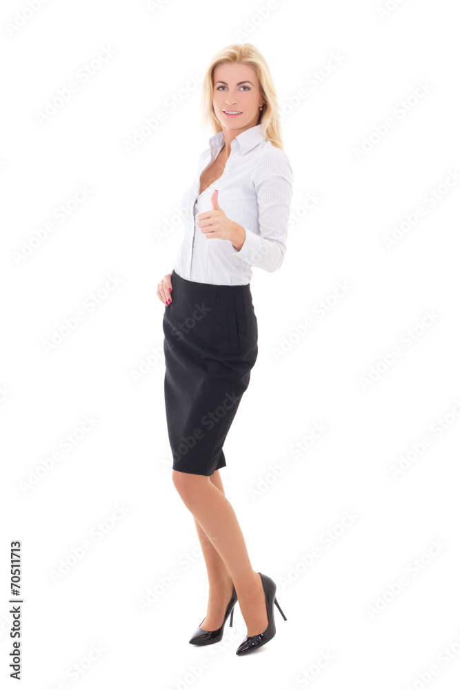 happy business woman thumbs up isolated on white happy business woman thumbs up isolated on white