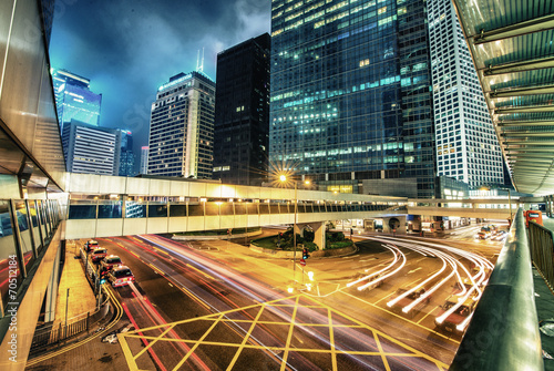Photography HONG KONG - APRIL 14, 2014: Classic red taxis in downtown at nig