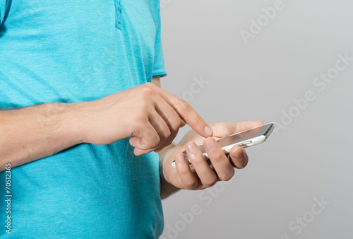 close up hands multitasking man using tablet © slasnyi