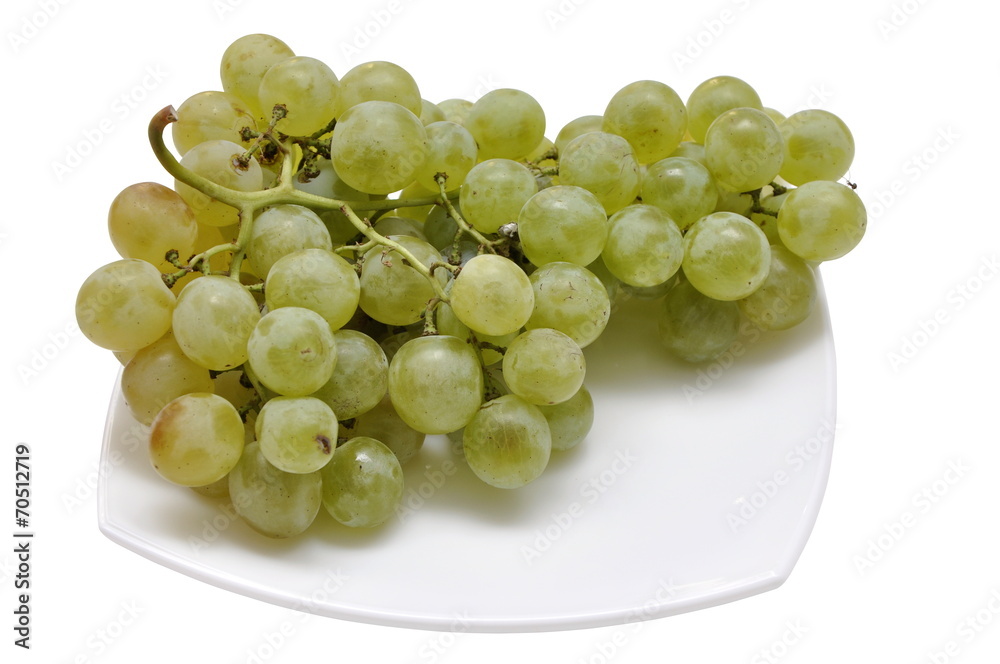 Grape on a white plate