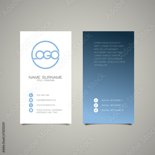 Modern simple vertical business card template