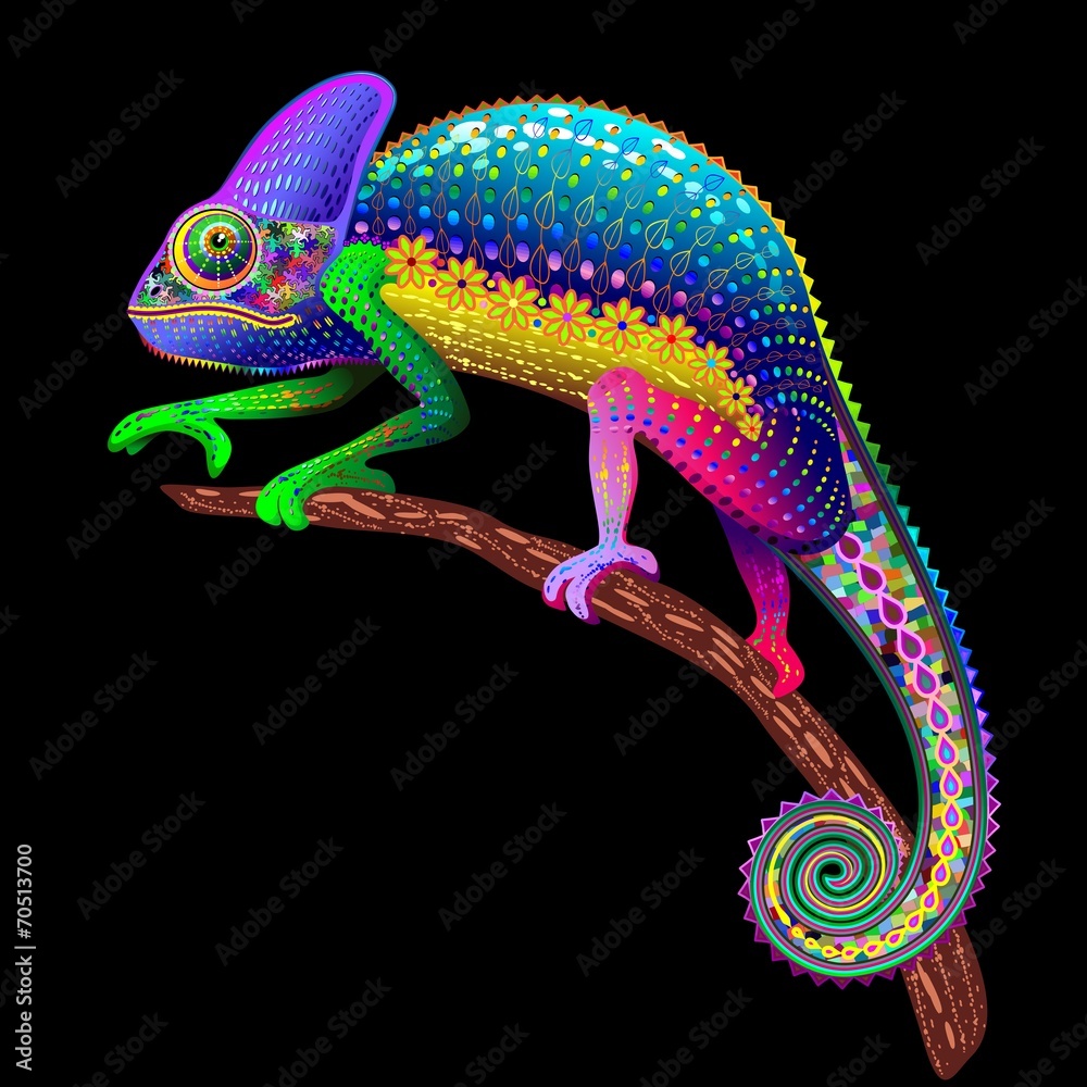 Chameleon Fantasy Rainbow Colors - obrazy, fototapety, plakaty 
