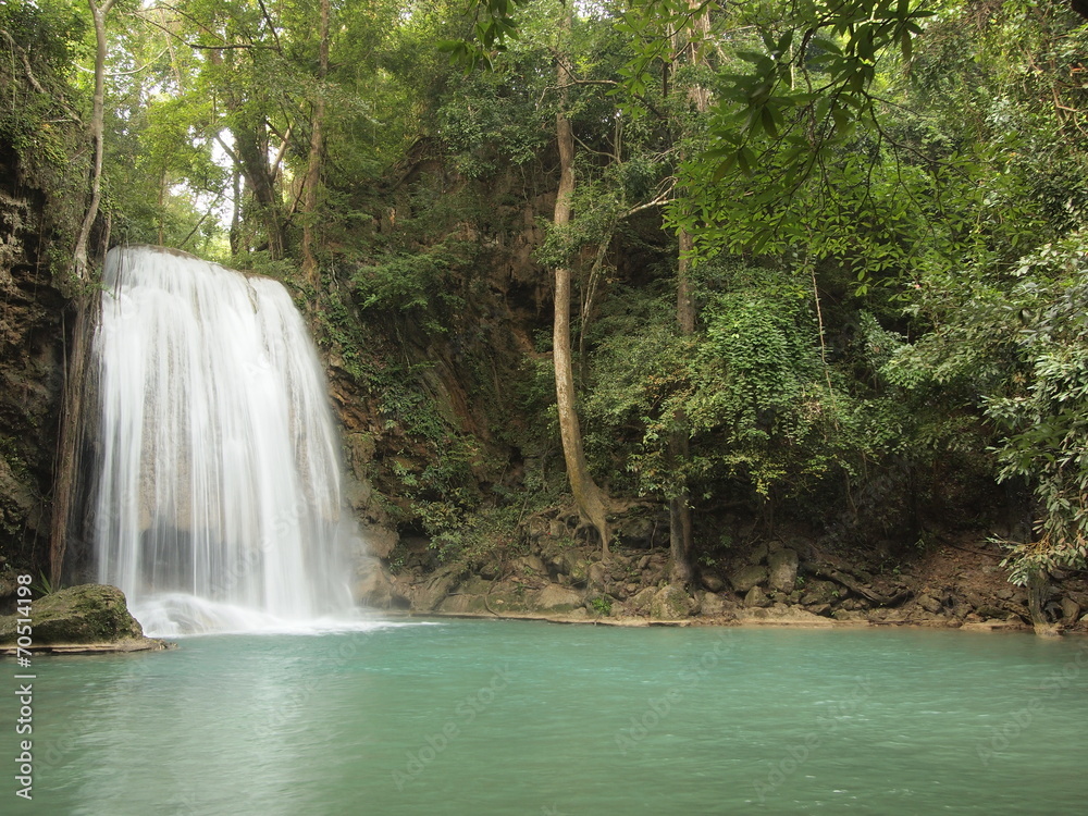 Waterfall with water flowing around