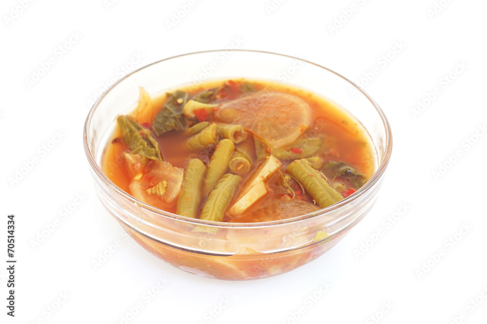 mixed vegetable in sour soup made of tamarind paste