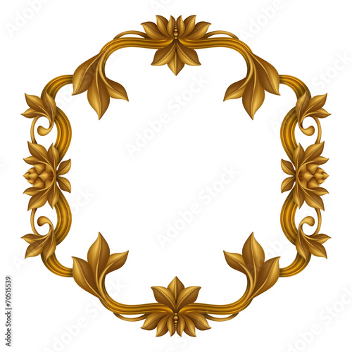 decorative gold vintage frame isolated on white background photo