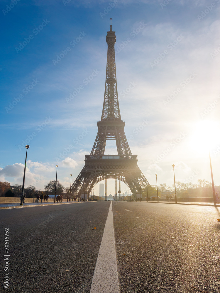 View of the Eiffel tower in Paris.