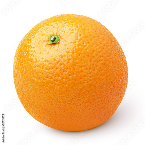 Single orange citrus fruit isolated on white with clipping path