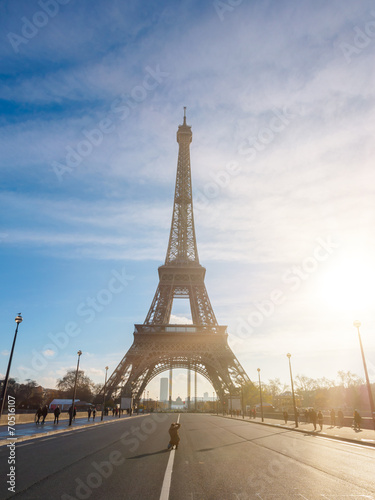 View of the Eiffel tower in Paris.