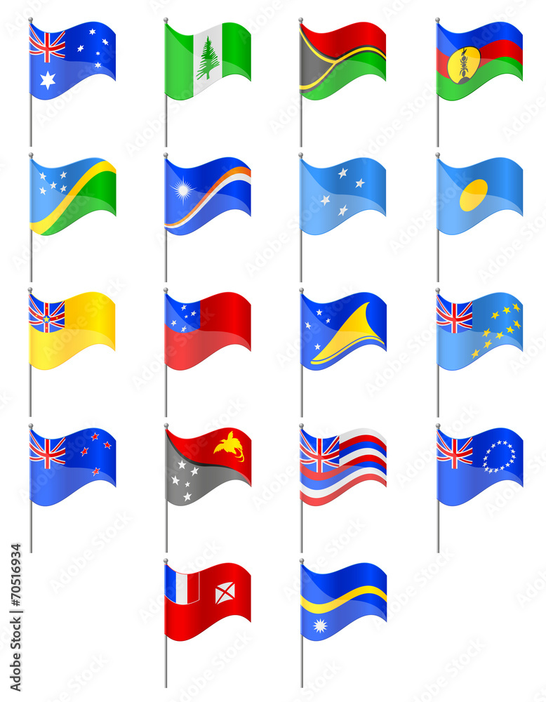 flags of Oceania countries vector illustration