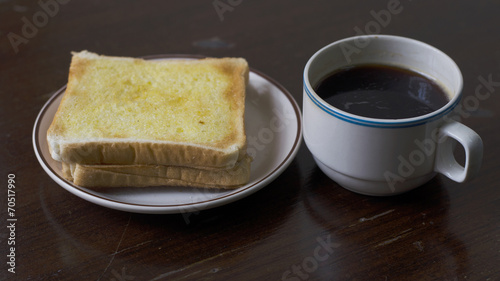 Espresso coffee and bread