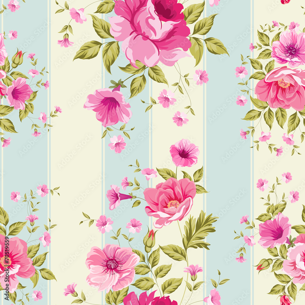 Fototapeta premium Roses, floral wallpaper