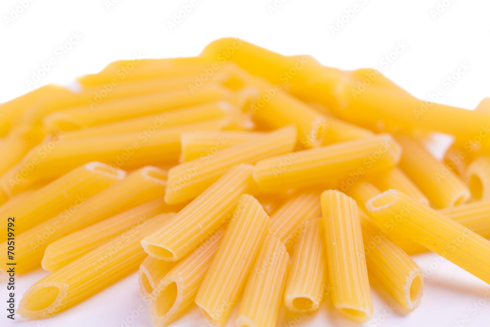 Penne Raw Pasta Isolated on White Penne Raw Pasta Isolated on White