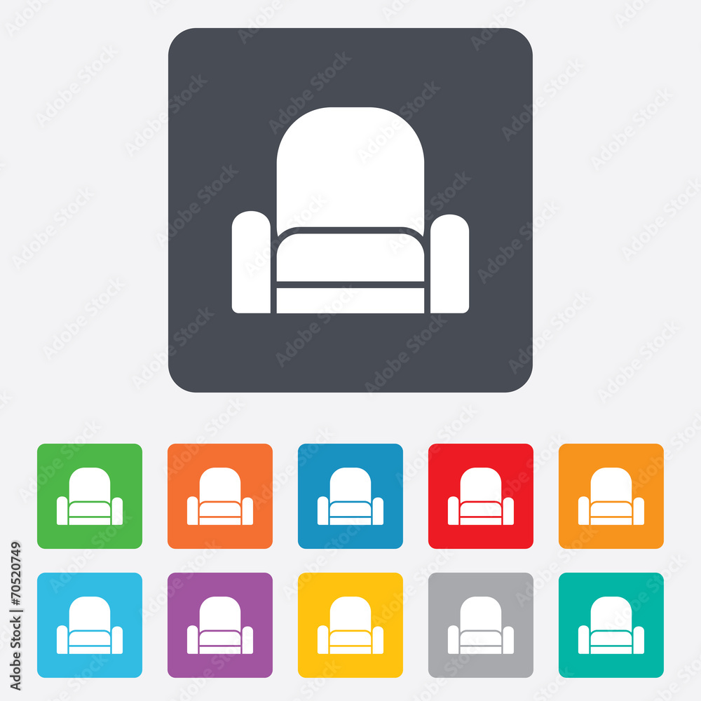 Armchair sign icon. Modern furniture symbol. Armchair sign icon. Modern furniture symbol.