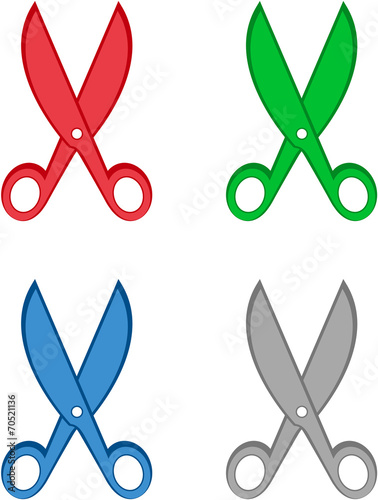 set colorful cartoon scissors