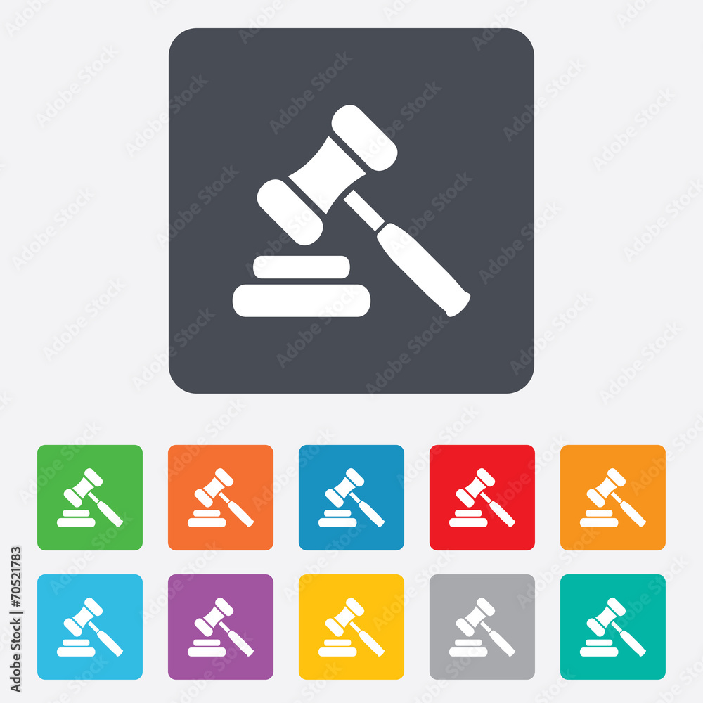 Auction hammer icon. Law judge gavel symbol. Auction hammer icon. Law judge gavel symbol.