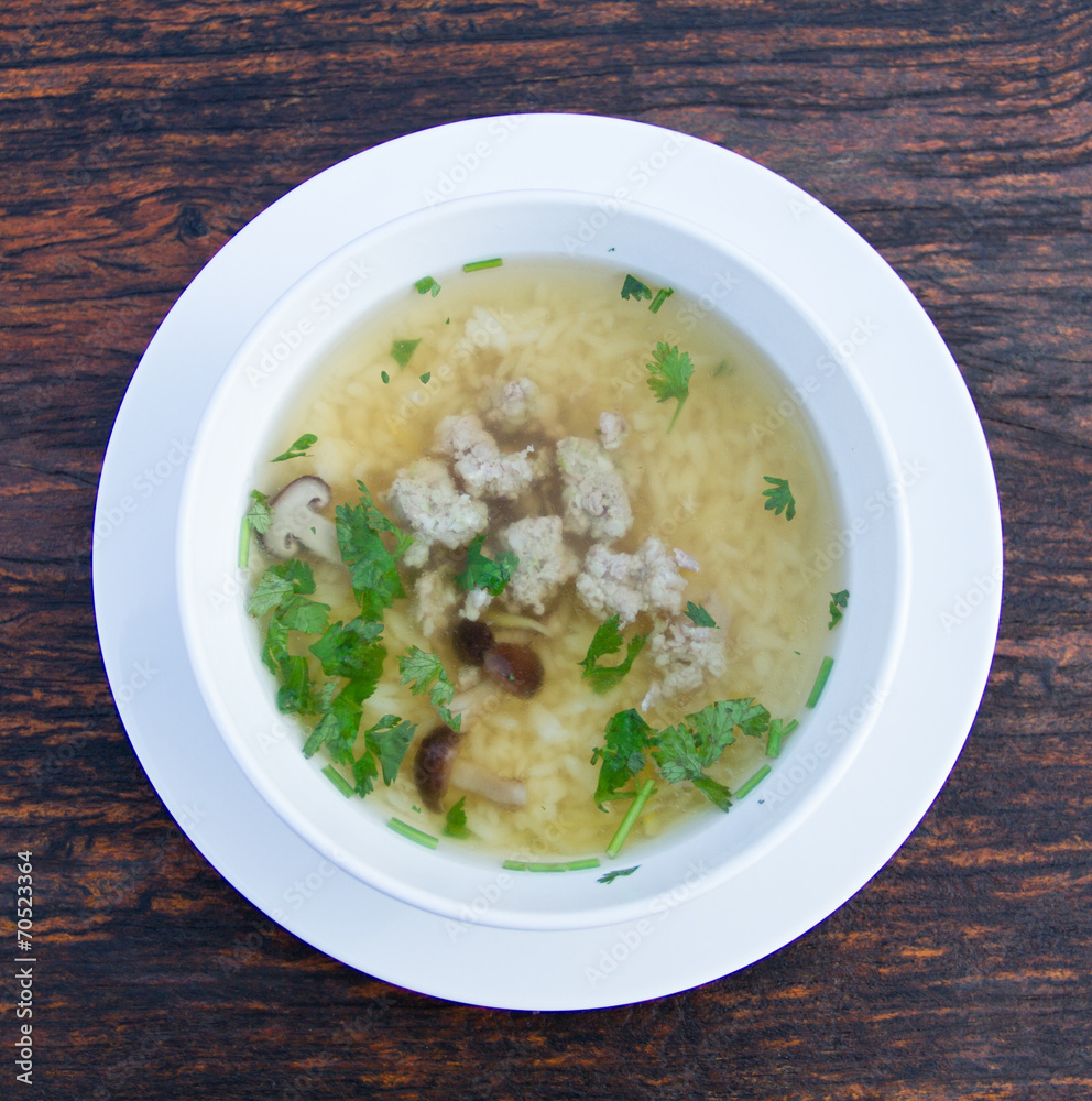 Boiled rice with pork