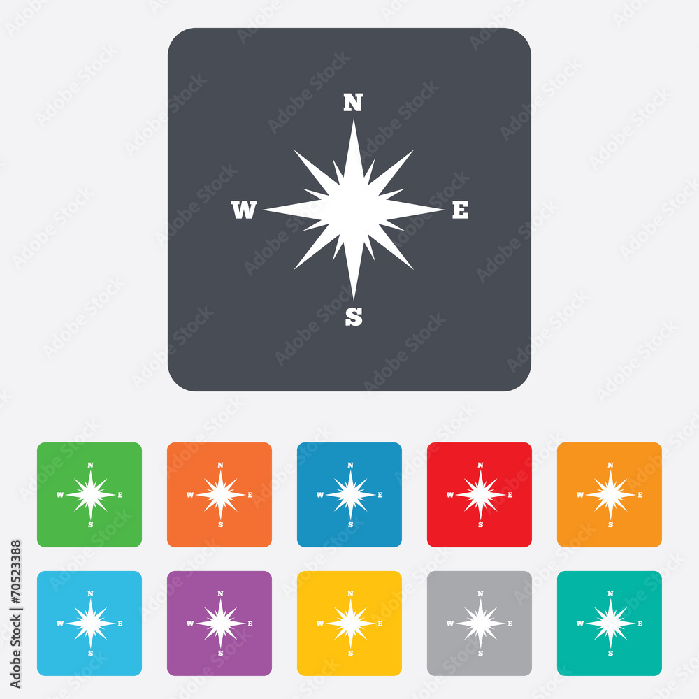 Compass sign icon. Windrose navigation symbol. Compass sign icon. Windrose navigation symbol.