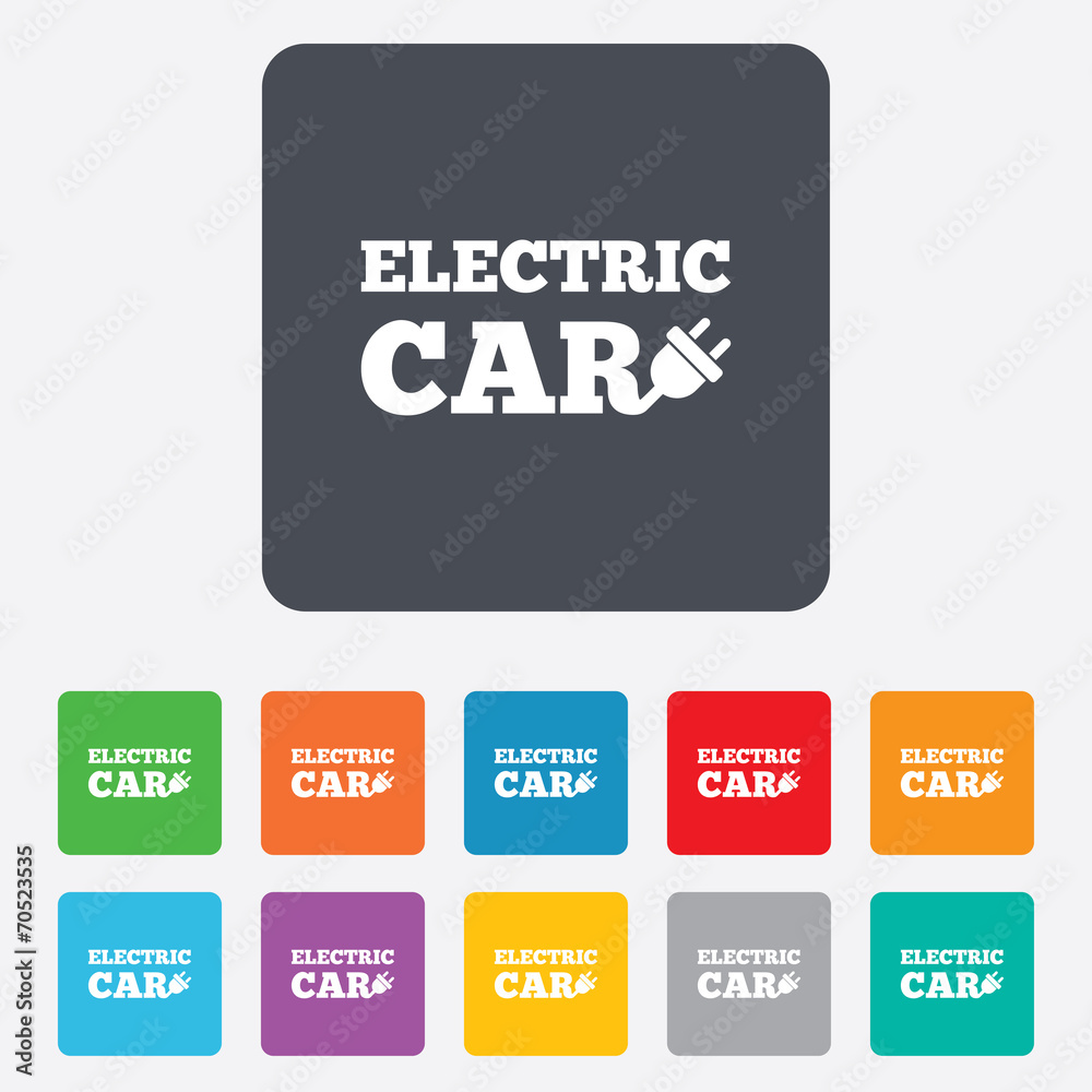 Electric car sign icon. Electric vehicle symbol Electric car sign icon. Electric vehicle symbol