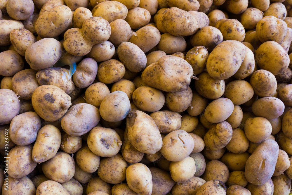 potatoes on a market. Fresh organic young potatoes potatoes on a market. Fresh organic young potatoes