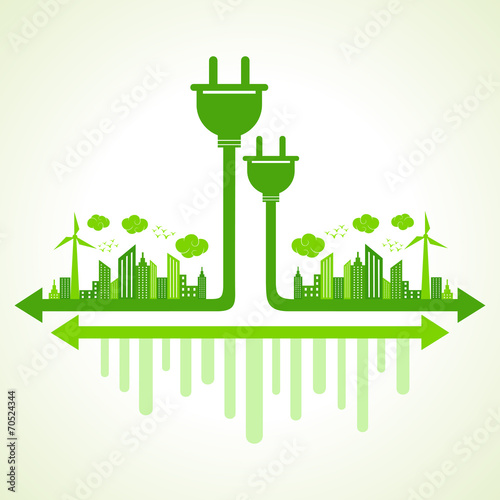 Ecology concept with electric plug - vector illustration