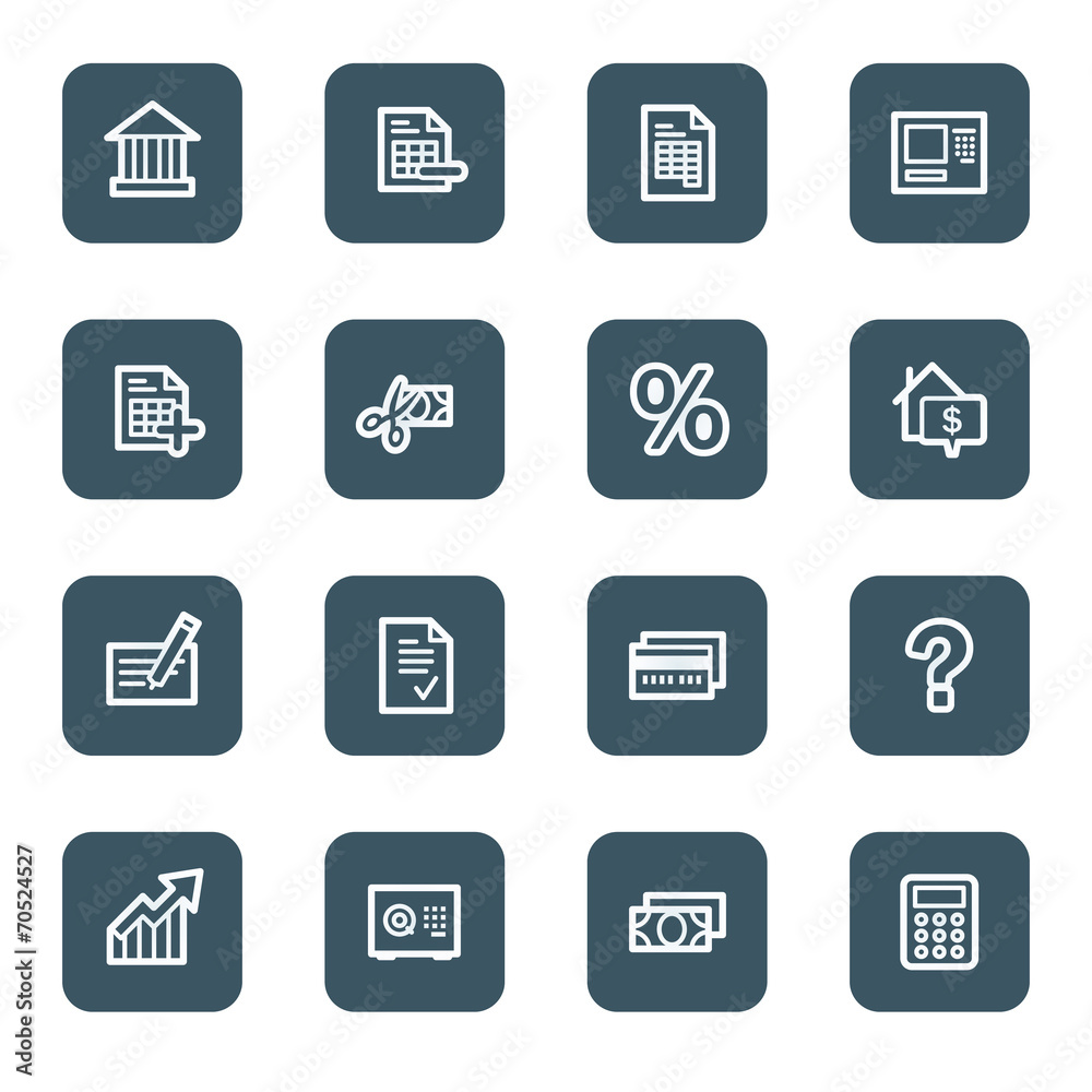 Banking web icons, navy square buttons Banking web icons, navy square buttons