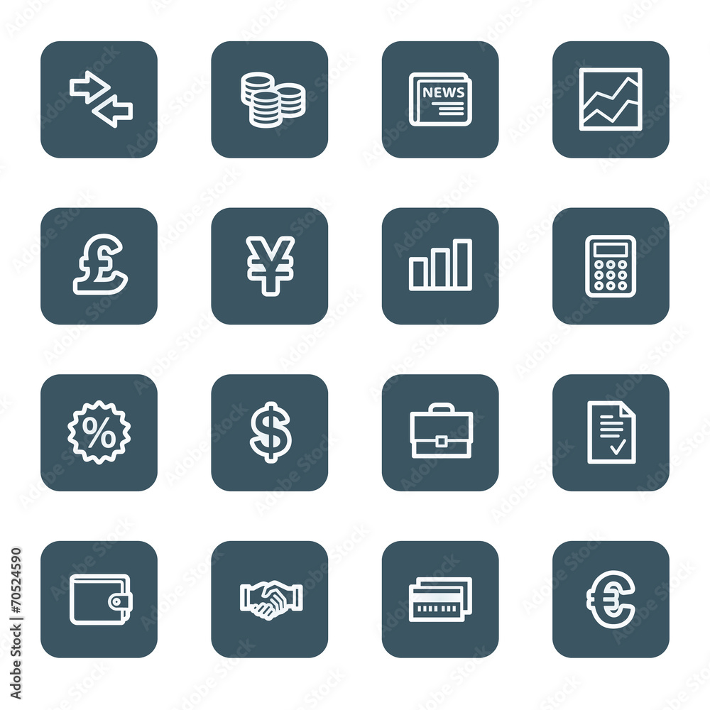 Finance web icons, navy square buttons Finance web icons, navy square buttons