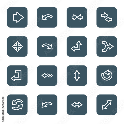 Arrows web icons, navy square buttons