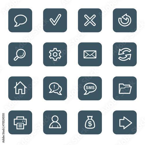 Web & internet icon set 1, navy square buttons