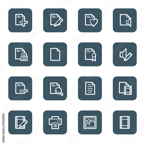 Document web icon set 1, navy square buttons
