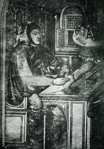 Fotografie Petrarch,  Italian scholar and poet (miniature ca. 1400)