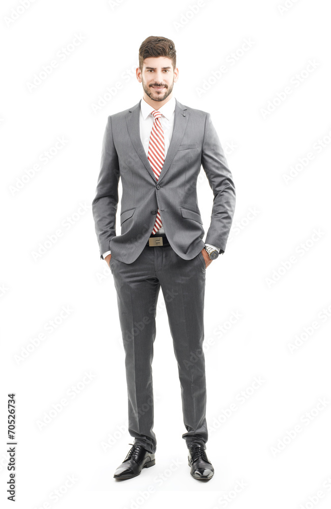 Full length portrait of sales man