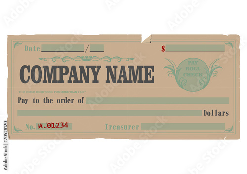 Vintage blank check.